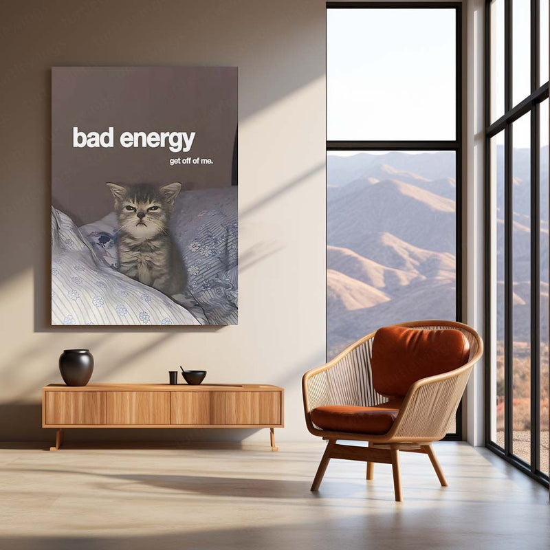 Quote Metal Poster | Bad Energy, Stay Away Metal Frame Savage Calm Energy Wall Art | Modern Boundary Quote Metal Poster