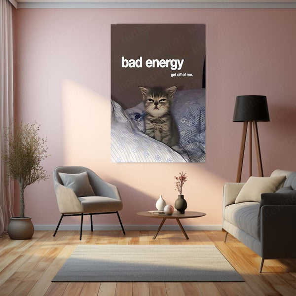 Quote Metal Poster | Bad Energy, Stay Away Metal Frame Savage Calm Energy Wall Art | Modern Boundary Quote Metal Poster