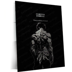 Quote Metal Poster | 1% Better Everyday | Baki Hanma Inspired Metal Frame Relentless Discipline, Brutal Strength & Warrior Mindset Wall Art - TURTLEWINGS 
