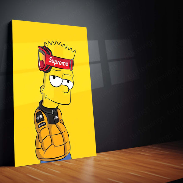 Bart Simpson Supreme Edition – Streetwear Cartoon Wall Art  Hypebeast Pop Culture Metal Frame by TurtleWings