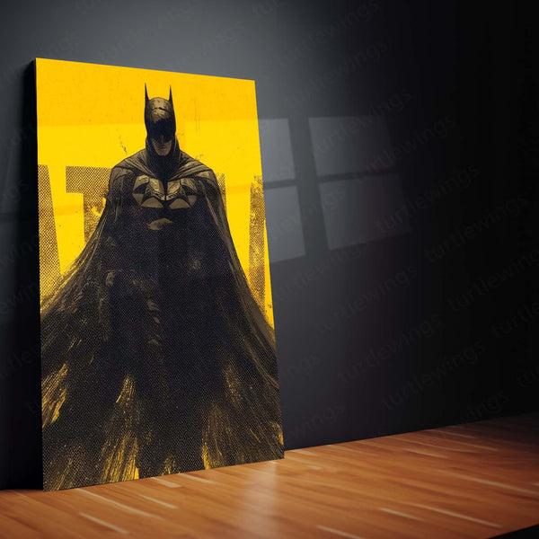 Superhero Metal Poster Set of 3 | Batman | Yellow & Black Dark Knight Triptych Wall Art – product image 4