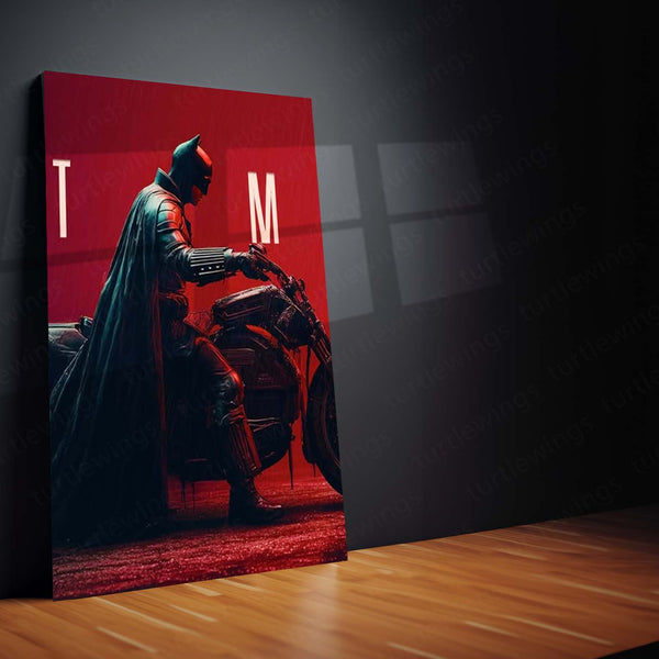 Superhero Metal Poster Set of 3 | Batman | Red Motorcycle Cinematic Triptych Wall Art – product image 4