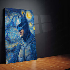 Batman in Van Gogh’s Night – Starry Crossover Metal Poster | Dark Knight Wall Frame