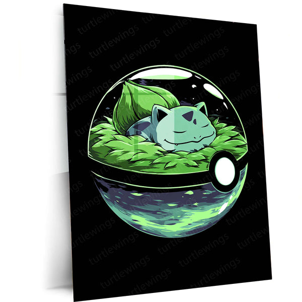 🌱 Bulbasaur Pokémon Metal Frame Poster | Cute Grass-Type Starter Wall Art for Fans & Collectors - TURTLEWINGS 