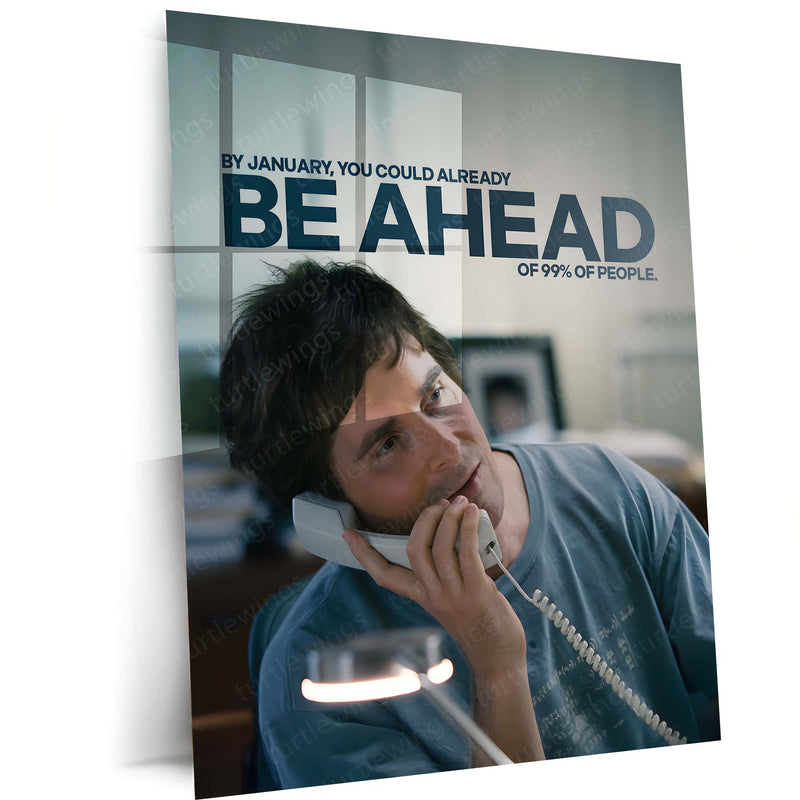 Quote Metal Poster | Christian Bale – Be Ahead of the Crowd Metal Frame Elite Mindset Motivation Wall Art | Outperform Early Quote Metal Poster