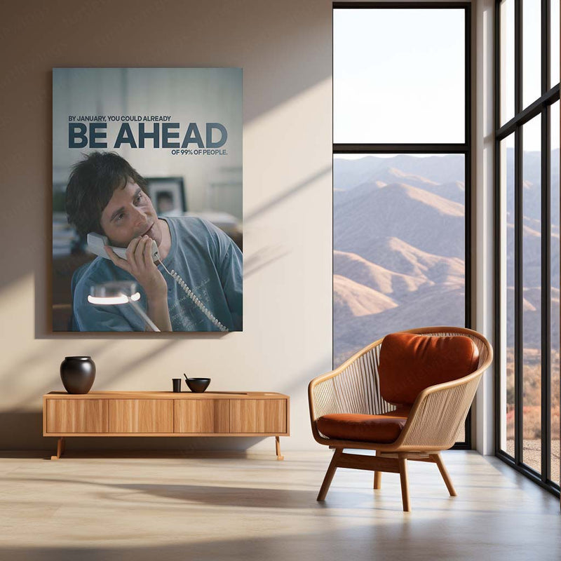 Quote Metal Poster | Christian Bale – Be Ahead of the Crowd Metal Frame Elite Mindset Motivation Wall Art | Outperform Early Quote Metal Poster