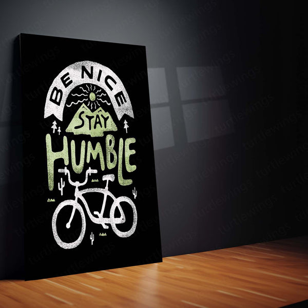 Quote Metal Poster | Be Nice Stay Humble – Motivational Bike Metal Poster | Rider’s Wall Frame