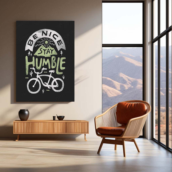 Quote Metal Poster | Be Nice Stay Humble – Motivational Bike Metal Poster | Rider’s Wall Frame