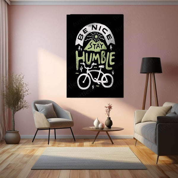 Quote Metal Poster | Be Nice Stay Humble – Motivational Bike Metal Poster | Rider’s Wall Frame