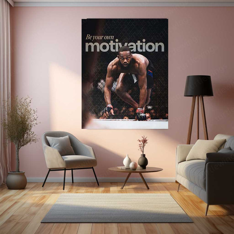 Be Your Own Motivation – Jon Jones UFC Metal Poster | Champion Mindset Wall Art