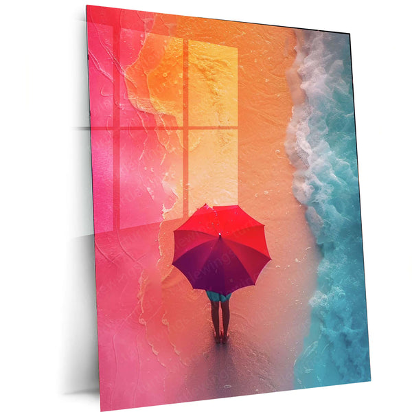 🏖️ Colorful Beach Art Metal Frame Poster | Vibrant Coastal Wall Decor for Relaxing Vibes - TURTLEWINGS 