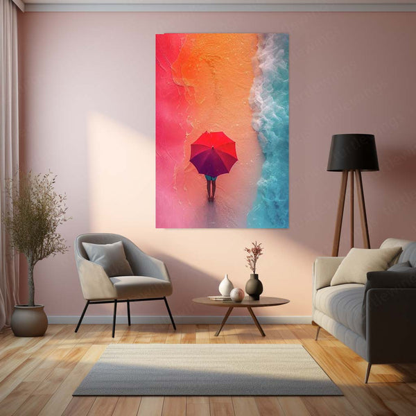 🏖️ Colorful Beach Art Metal Frame Poster | Vibrant Coastal Wall Decor for Relaxing Vibes - TURTLEWINGS 