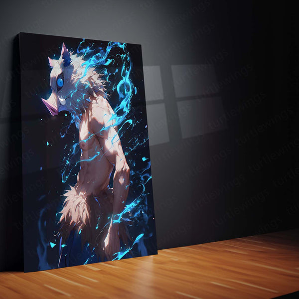 Anime Metal Poster | Beast Breathing Fury – Inosuke Hashibira Demon Slayer Metal Poster | Anime Wall Frame