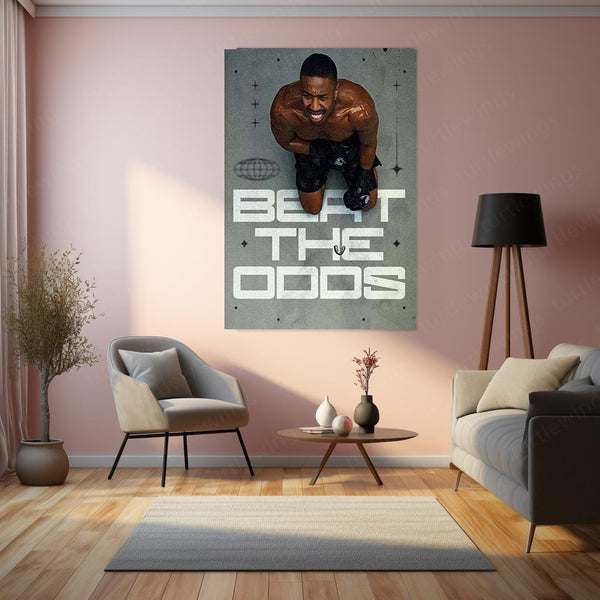 Beat The Odds – Grit & Grind Motivational Metal Frame | Underdog Mindset Quote Wall Art | Discipline Over Doubt Decor