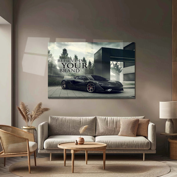 Believe in Your Brand – McLaren 570S Metal Poster | Entrepreneurial Car Wall Art