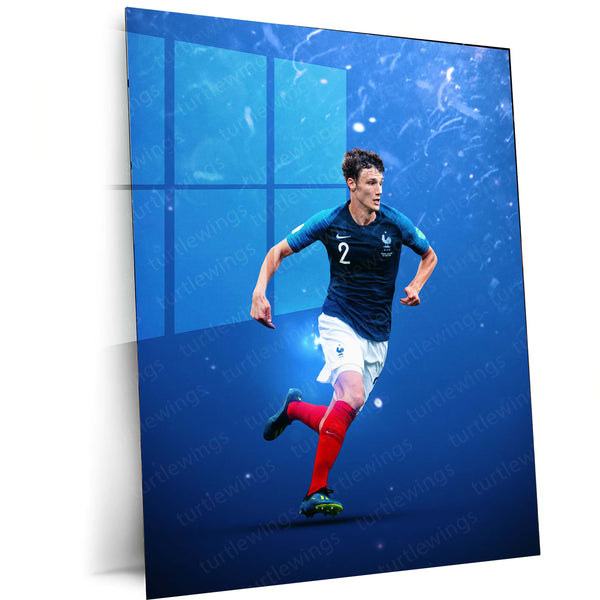 Benjamin Pavard France National Team Poster – Blue Dynamic Art Metal Frame - TURTLEWINGS 