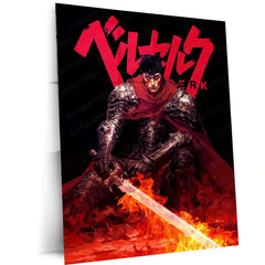 Anime Metal Poster | Berserk Rage Within | Dark Fantasy Anime Metal Frame Fury, Survival & Indomitable Will Wall Art - TURTLEWINGS 