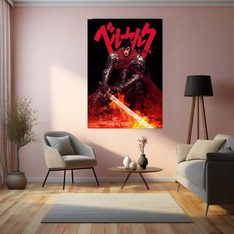 Anime Metal Poster | Berserk Rage Within | Dark Fantasy Anime Metal Frame Fury, Survival & Indomitable Will Wall Art - TURTLEWINGS 