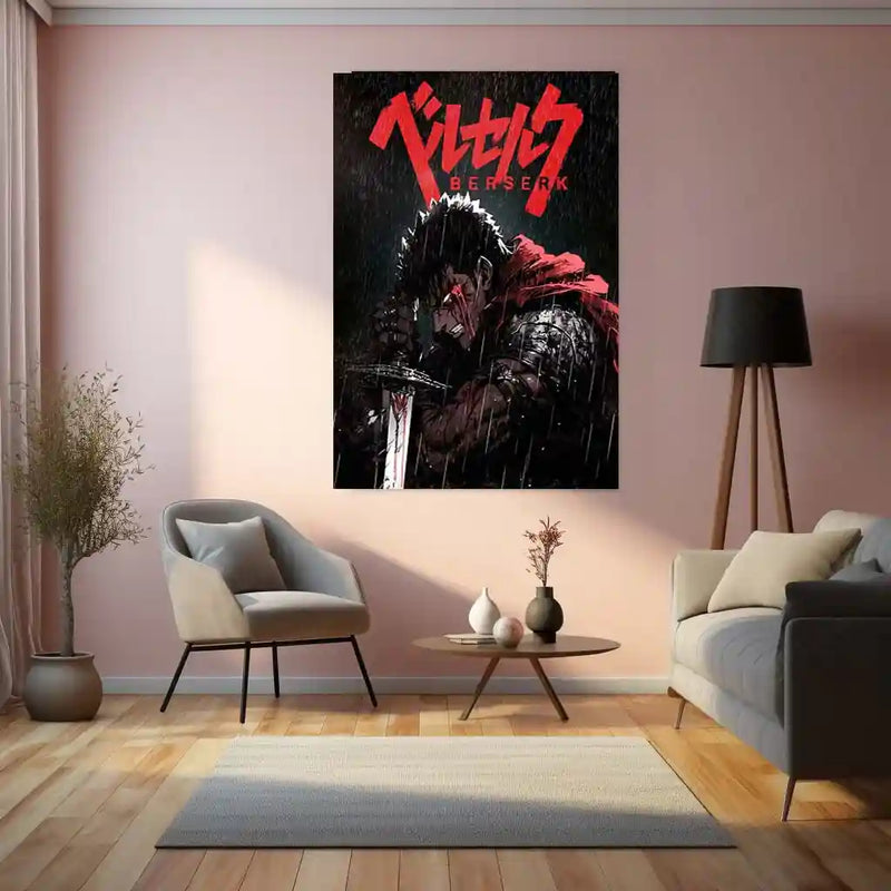 Anime Metal Poster | Berserk Rage Within | Dark Fantasy Anime Metal Frame Fury, Survival & Indomitable Will Wall Art 01 - TURTLEWINGS 
