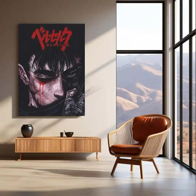 Anime Metal Poster | Berserk Rage Within | Dark Fantasy Anime Metal Frame Fury, Survival & Indomitable Will Wall Art 02 - TURTLEWINGS 