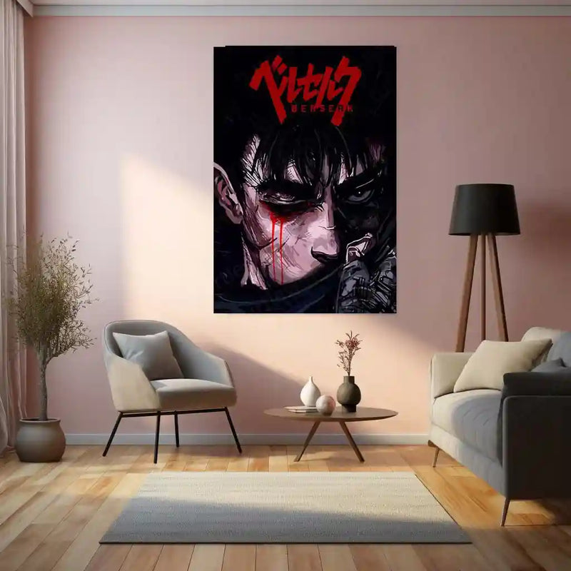 Anime Metal Poster | Berserk Rage Within | Dark Fantasy Anime Metal Frame Fury, Survival & Indomitable Will Wall Art 02 - TURTLEWINGS 