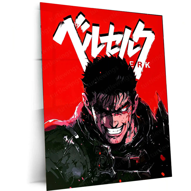 Anime Metal Poster | Berserk Rage Within | Dark Fantasy Anime Metal Frame Fury, Survival & Indomitable Will Wall Art 04 - TURTLEWINGS 
