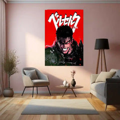 Anime Metal Poster | Berserk Rage Within | Dark Fantasy Anime Metal Frame Fury, Survival & Indomitable Will Wall Art 04 - TURTLEWINGS 