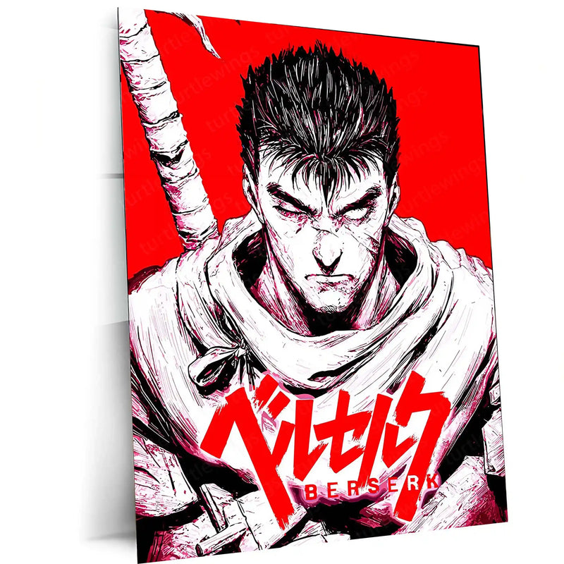 Anime Metal Poster | Berserk Rage Within | Dark Fantasy Anime Metal Frame Fury, Survival & Indomitable Will Wall Art 05 - TURTLEWINGS 