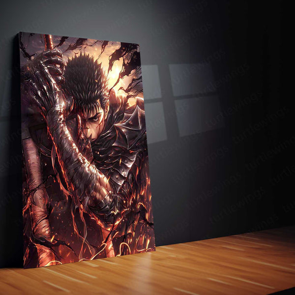 Berserk – Guts Metal Poster | Dark Anime Wall Frame for True Strugglers