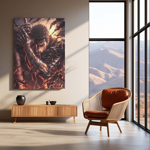 Berserk – Guts Metal Poster | Dark Anime Wall Frame for True Strugglers