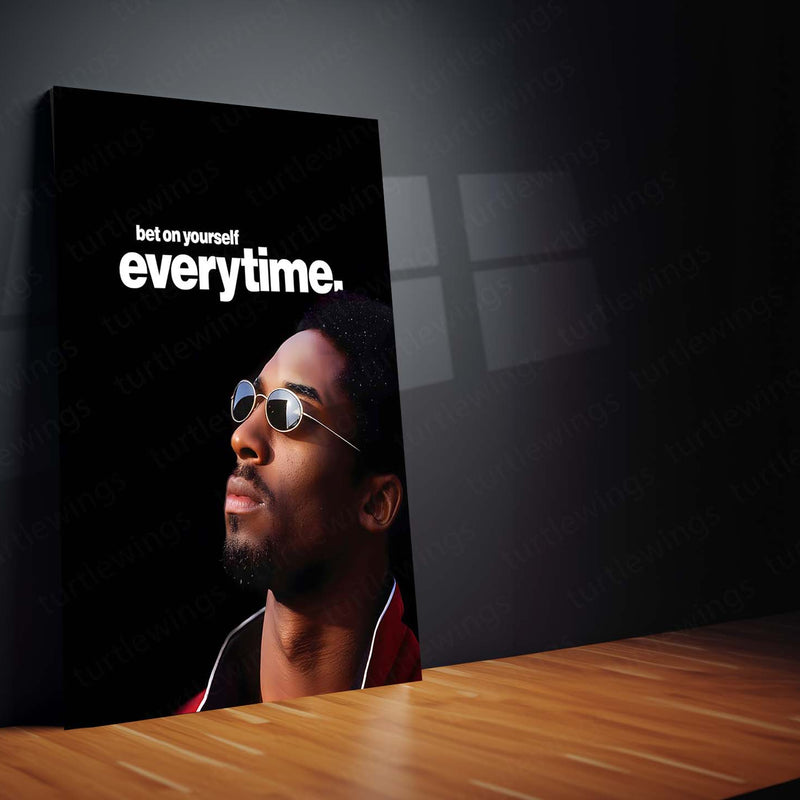 Quote Metal Poster | Kobe Bryant – Bet on Yourself, Everytime Metal Frame Mamba Mentality Self-Belief Wall Art | Relentless Confidence Basketball Quote Metal