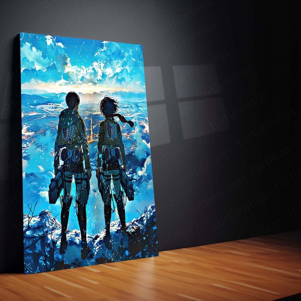 Anime Metal Poster | Beyond the Walls – Attack on Titan Metal Poster | Humanity’s Struggle Anime Wall Frame