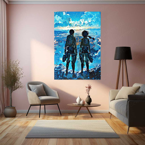 Anime Metal Poster | Beyond the Walls – Attack on Titan Metal Poster | Humanity’s Struggle Anime Wall Frame