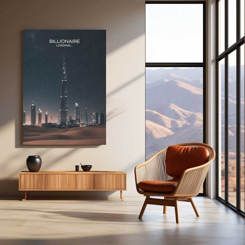 Quote Metal Poster | Billionaire Loading | Wealth Vision, Patience & Long-Term Focus Metal Frame