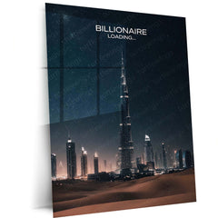 Quote Metal Poster | Billionaire Loading | Wealth Vision, Patience & Long-Term Focus Metal Frame