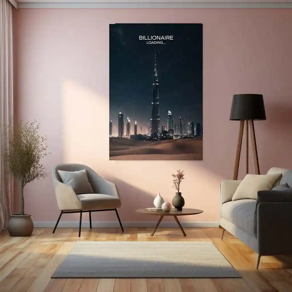 Quote Metal Poster | Billionaire Loading | Wealth Vision, Patience & Long-Term Focus Metal Frame - TURTLEWINGS 