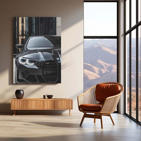 LED | 🖤 Black BMW Neon LED Metal Poster | Luxury German Car Wall Art | M Power Night Drive Decor