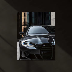 LED | 🖤 Black BMW Neon LED Metal Poster | Luxury German Car Wall Art | M Power Night Drive Decor - TURTLEWINGS 