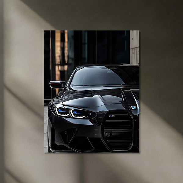 LED | 🖤 Black BMW Neon LED Metal Poster | Luxury German Car Wall Art | M Power Night Drive Decor