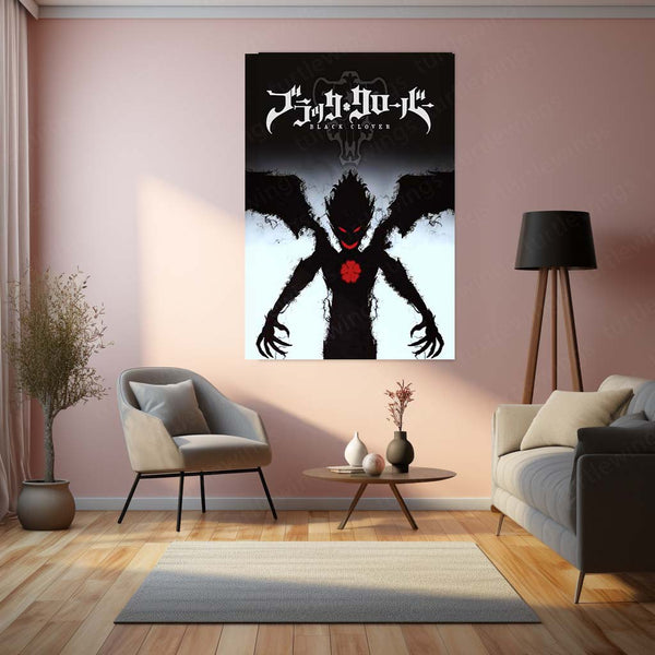 Anime Metal Poster | Black Clover – Demon Form Dark Aura Metal Poster | Asta Transformation Wall Frame