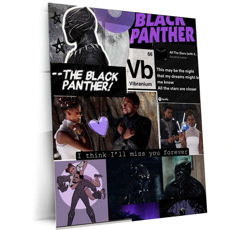 Black Panther Metal Poster – Wakanda Forever Marvel Wall Art - TURTLEWINGS 