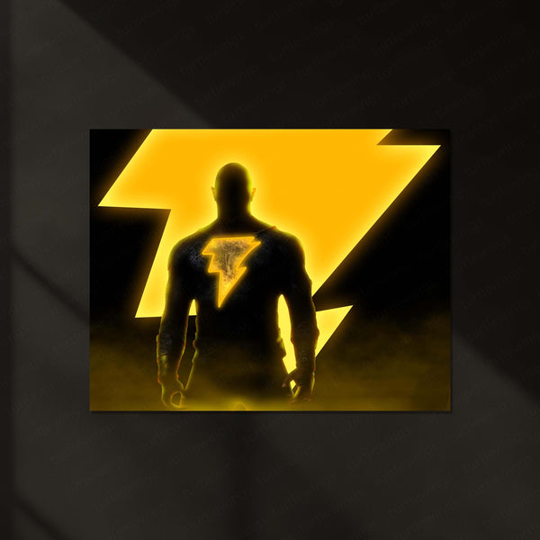 Black Adam – DC’s Antihero Lightning Power Neon LED Metal Poster | DC Comics Wall Frame