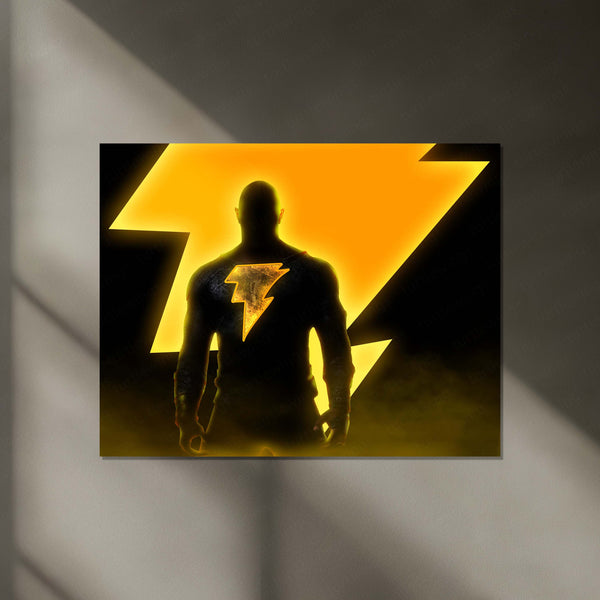 Black Adam – DC’s Antihero Lightning Power Neon LED Metal Poster | DC Comics Wall Frame