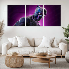 Superhero Metal Poster Set of 3 | Black Panther | Purple Wakanda Triptych Wall Art – main product image