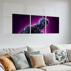 Superhero Metal Poster Set of 3 | Black Panther | Purple Wakanda Triptych Wall Art – product image 2