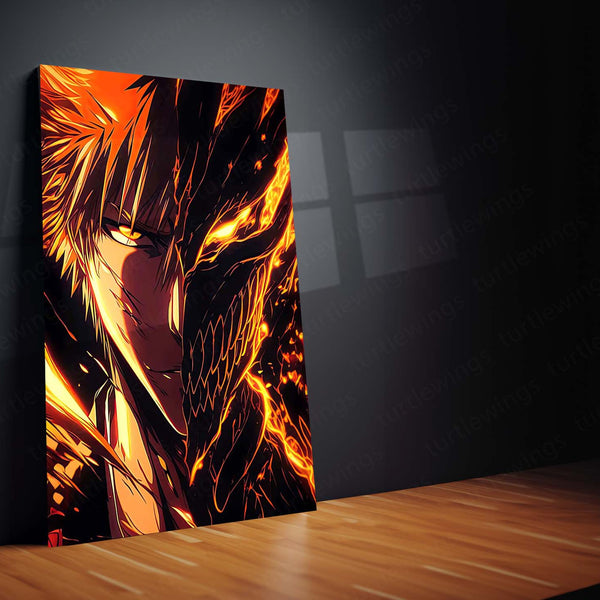 Anime Metal Poster | Blazing Hollow – Ichigo’s Inferno Metal Poster | Bleach Anime Wall Frame