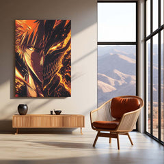 Anime Metal Poster | Blazing Hollow – Ichigo’s Inferno Metal Poster | Bleach Anime Wall Frame