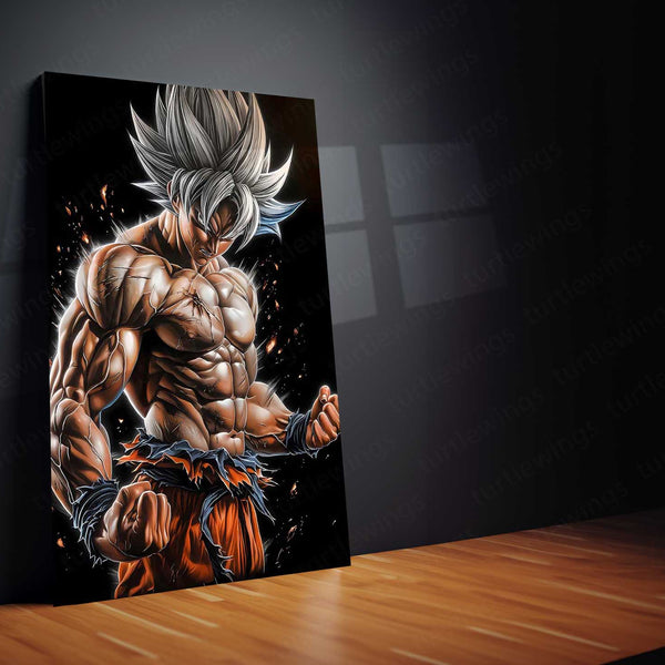 Blazing Titan Fury – Anime Metal Poster | Fiery Titan Transformation Wall Frame