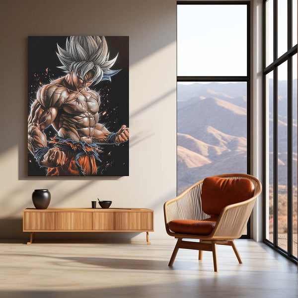 Blazing Titan Fury – Anime Metal Poster | Fiery Titan Transformation Wall Frame