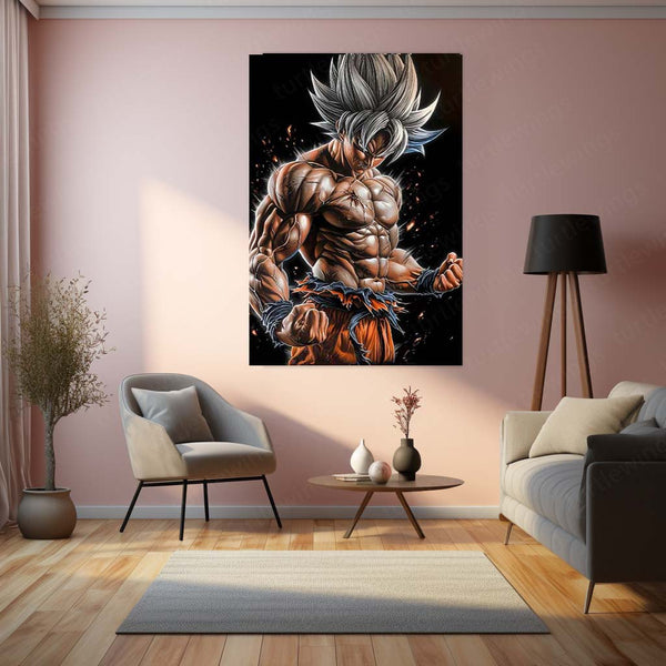 Blazing Titan Fury – Anime Metal Poster | Fiery Titan Transformation Wall Frame